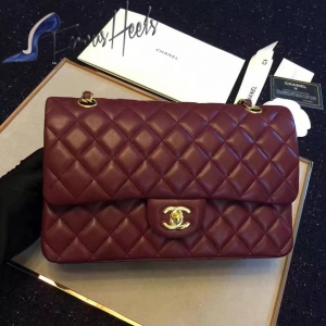 Chanel 2.55 middle size burgundy original lambskin